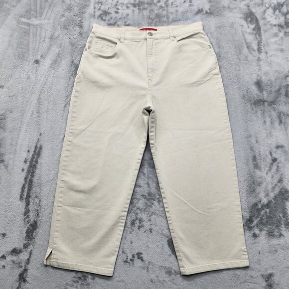 Vintage Gloria Vanderbilt Jeans Womens 12 Beige High Rise Slim Leg Crop Capri - Picture 1 of 12